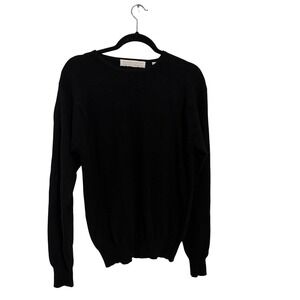 Valerie Stevens Quiet Luxury Old Money Minimalist Noir Cashmere Pullover Sz L